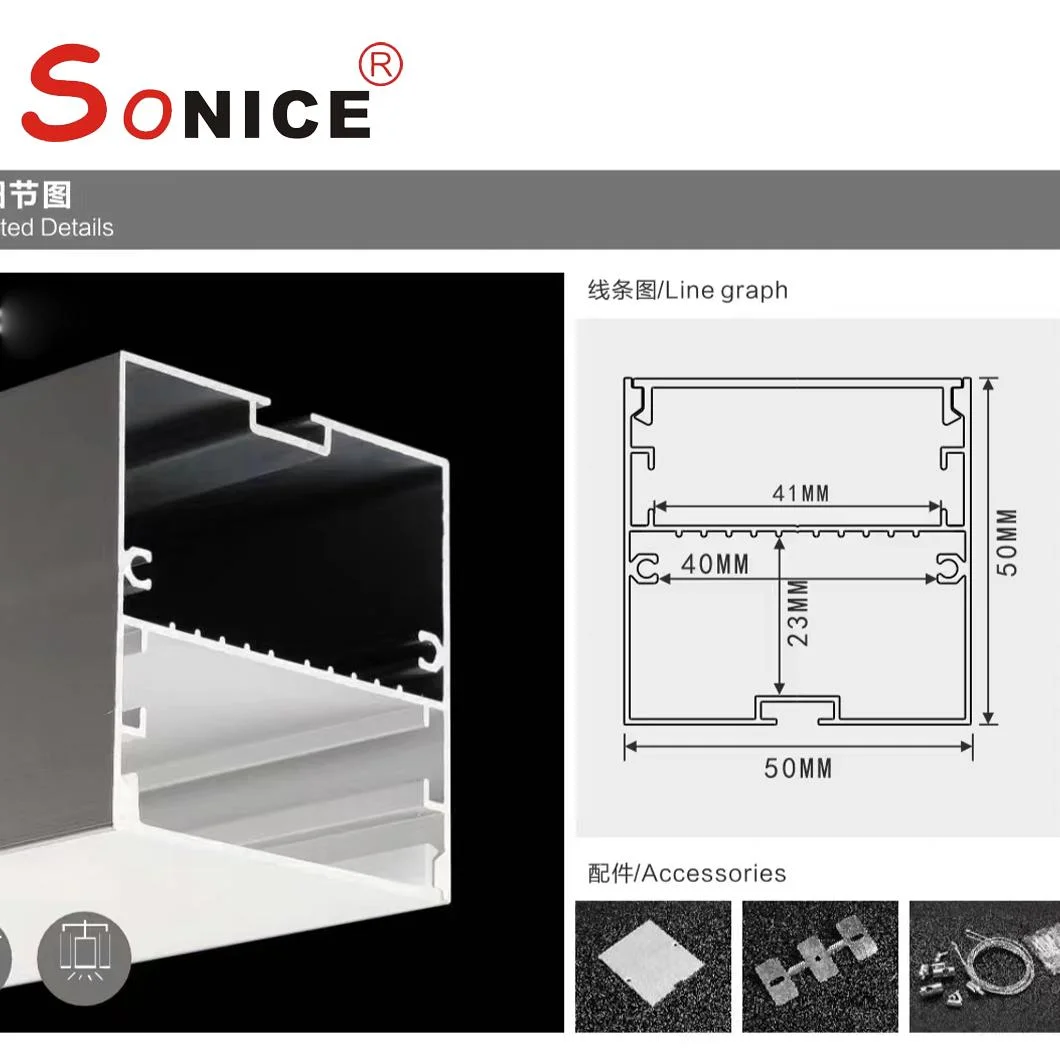 P5050 Hanging Office Surface Mounted LED Aluminum Profile